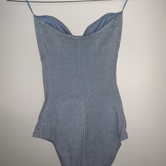 Bershka shimmer tie front corset bodysuit. - Picture 3 of 3